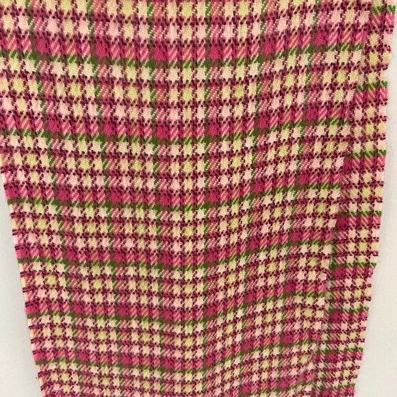Scottish 100% Cashmere Scarf - Pink, Red, Green & Yellow Plaid w/ Fringe 64 in. - Picture 5 of 7